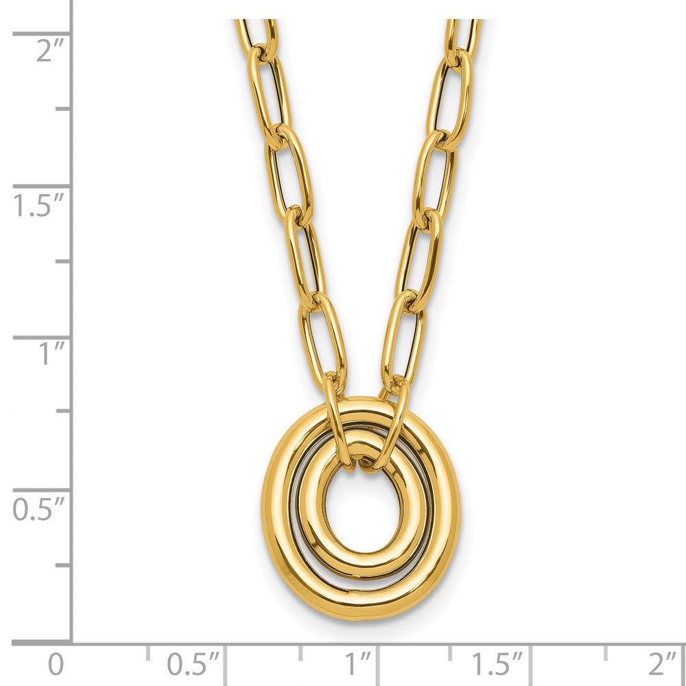 14K Gelbgold Poliert Paper Klammer Glieder mit Oval Akzente Halskette