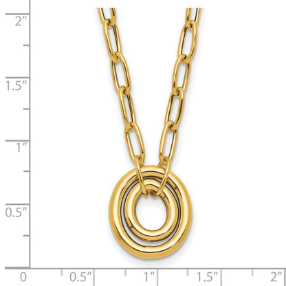 14K Gelbgold Poliert Paper Klammer Glieder mit Oval Akzente Halskette