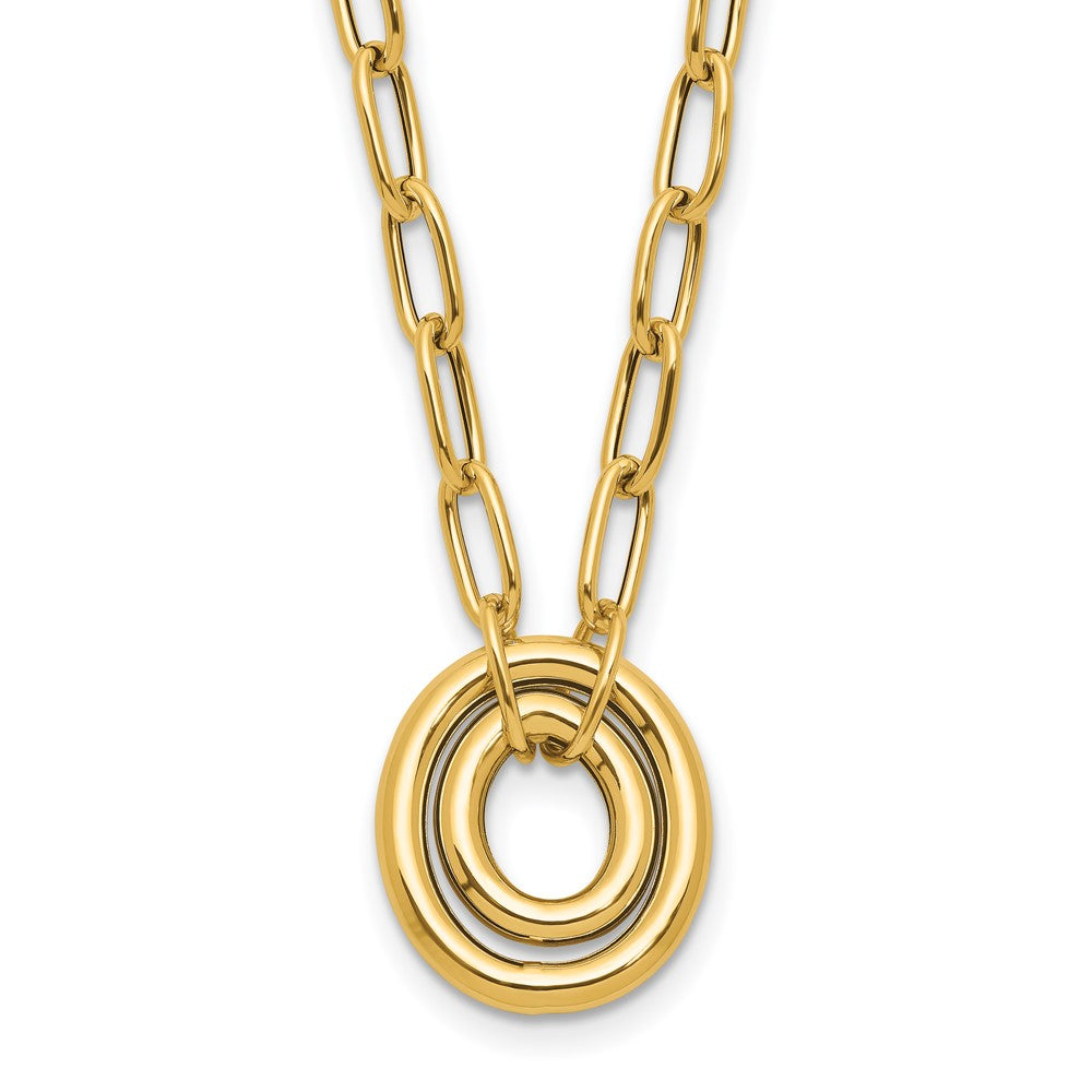 14K Gelbgold Poliert Paper Klammer Glieder mit Oval Akzente Halskette