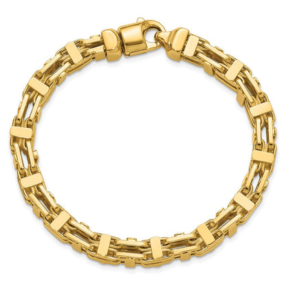 14K Gelbgold Poliert Fantasieglieder Herren Armband
