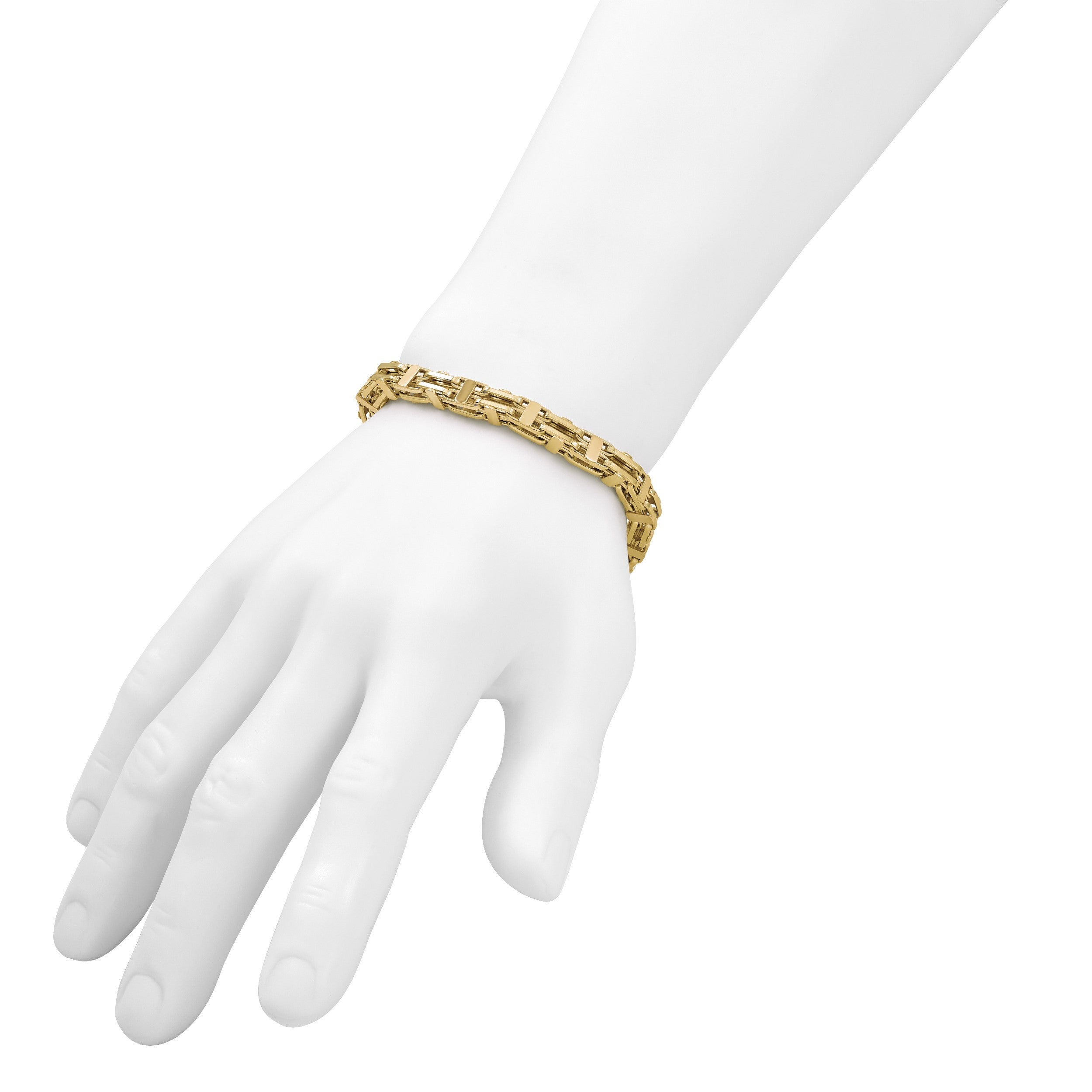 14K Gelbgold Poliert Fantasieglieder Herren Armband