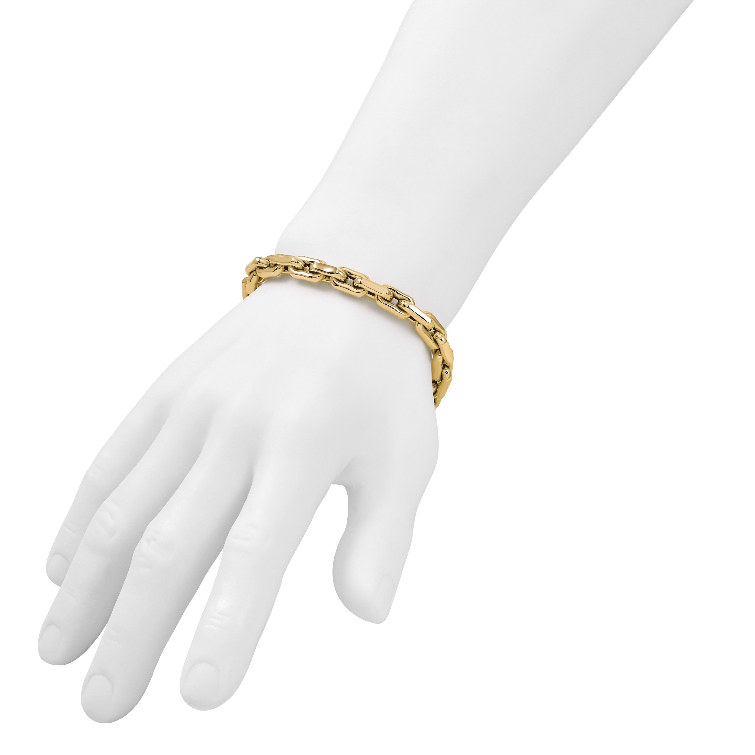 14K Gelbgold Poliert Fantasieglieder Herren Armband