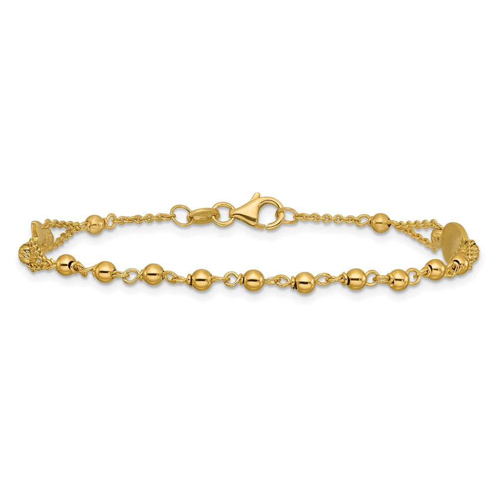 14K Gelbgold Poliert Diamantiert / Gekugelt Religious Rosenkranz Style Armband