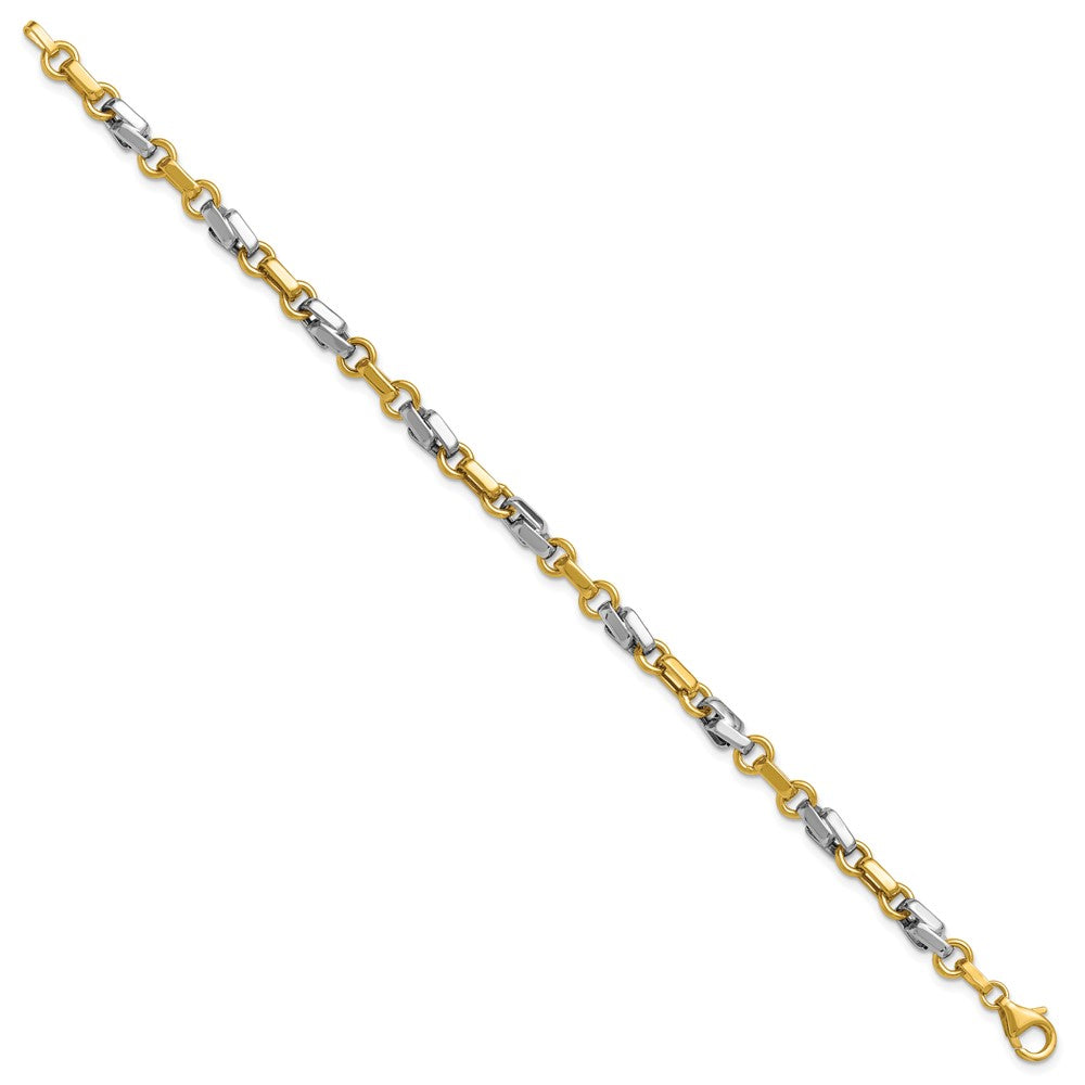 14K Gelb & Rhodium Weiß Poliert Fantasieglieder Armband