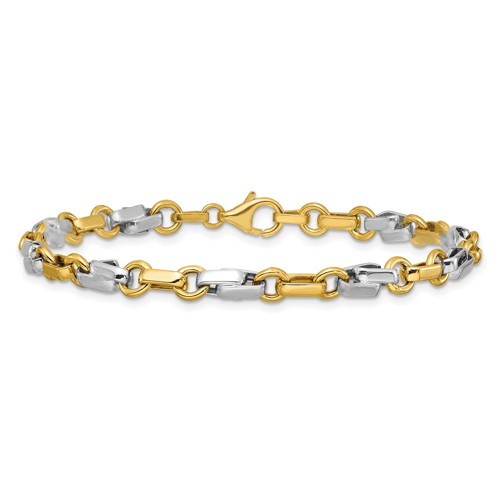 14K Gelb & Rhodium Weiß Poliert Fantasieglieder Armband