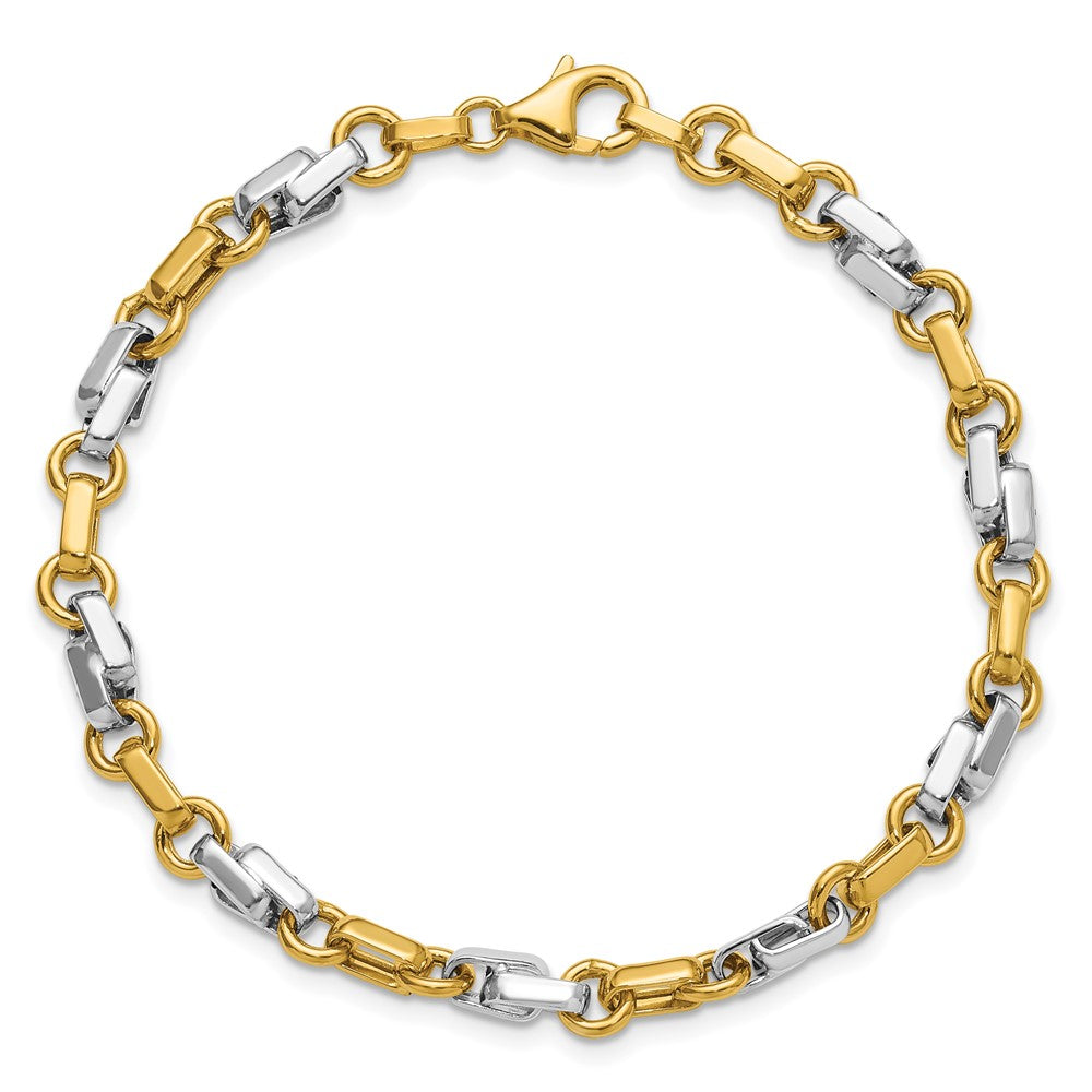 14K Gelb & Rhodium Weiß Poliert Fantasieglieder Armband