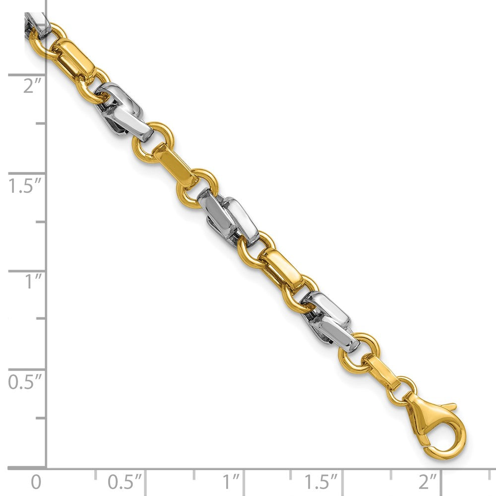 14K Gelb & Rhodium Weiß Poliert Fantasieglieder Armband