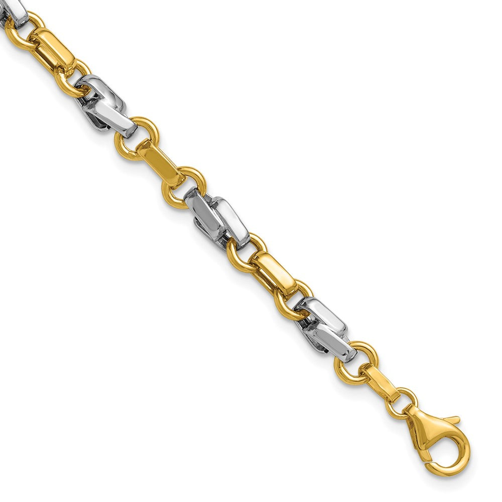 14K Gelb & Rhodium Weiß Poliert Fantasieglieder Armband