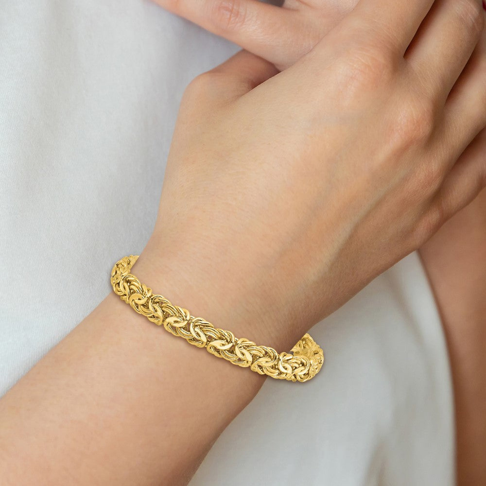 14K Gelbgold Poliert 8.0mm Byzantiner Glieder Armband