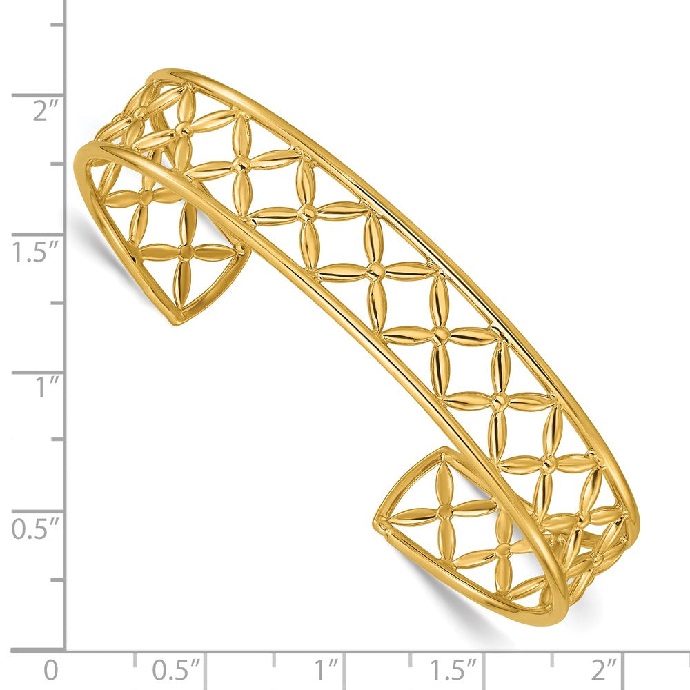 14K Gelbgold Poliert Fantasie Flexibel Manschette Armreif