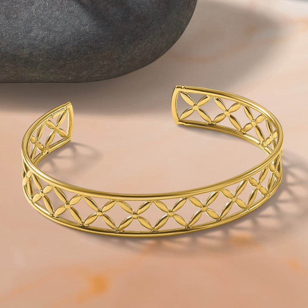 14K Gelbgold Poliert Fantasie Flexibel Manschette Armreif