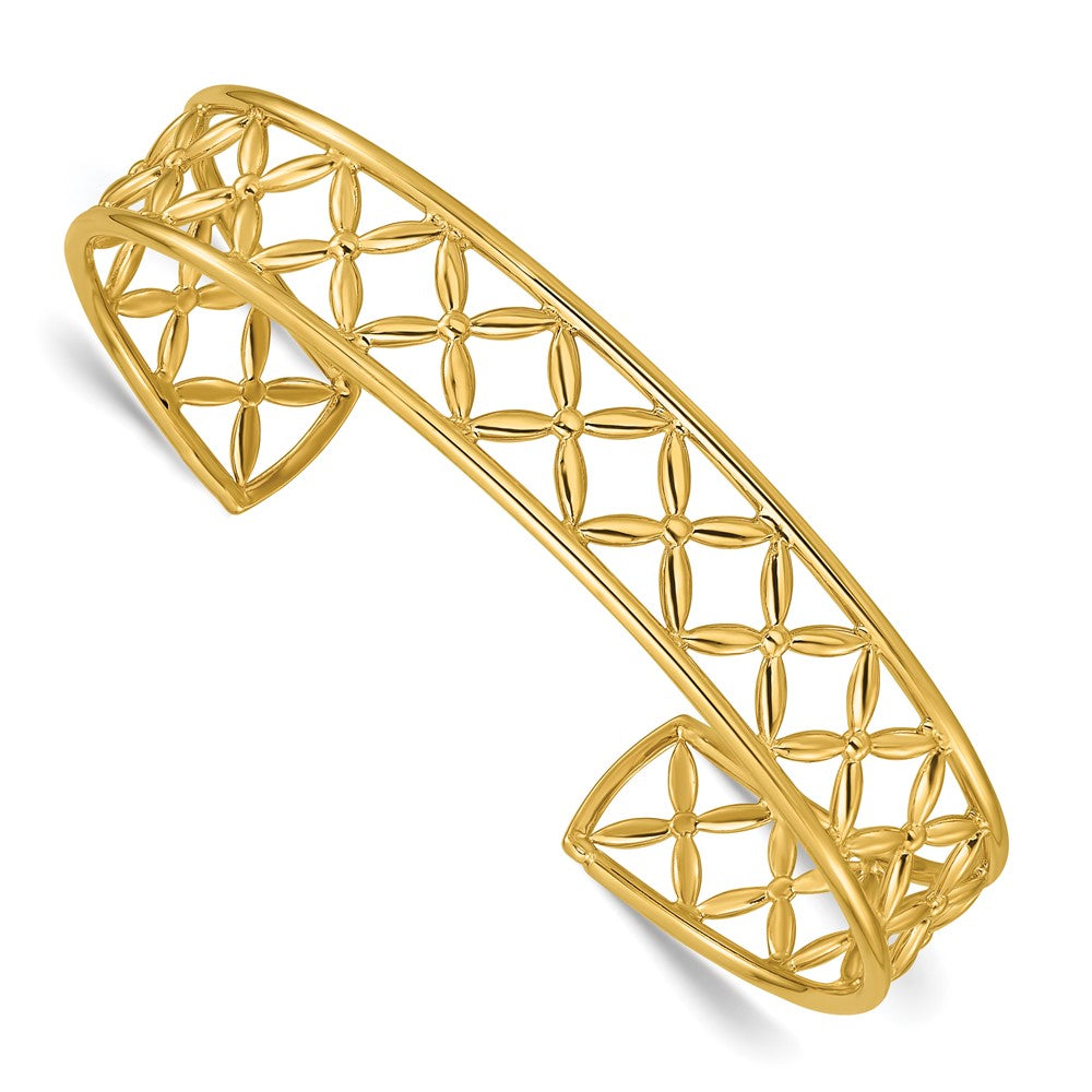 14K Gelbgold Poliert Fantasie Flexibel Manschette Armreif