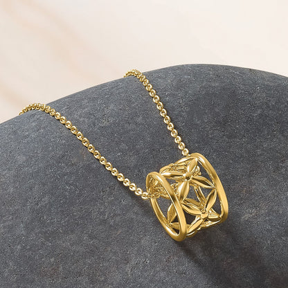 14K Gelbgold Poliert Blumen Perle mit 1 Zoll Verlängerung. Halskette