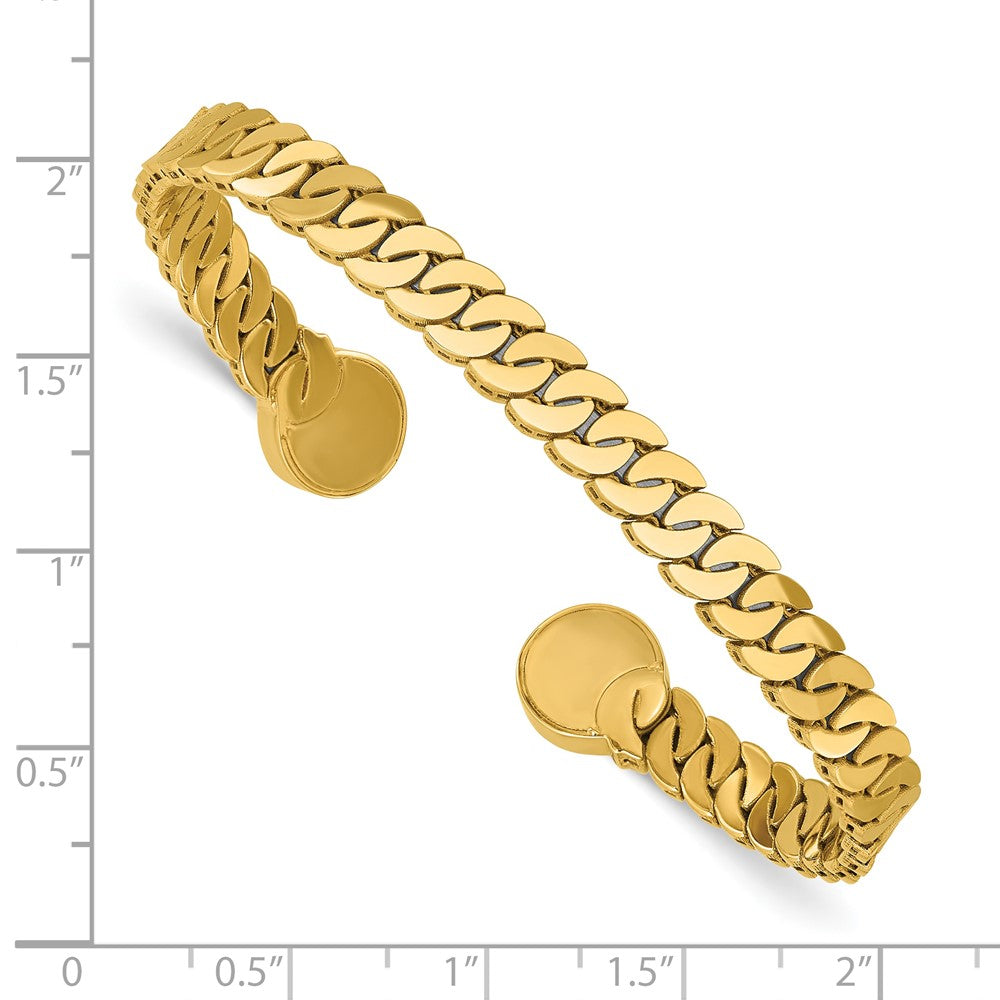 14K Gelbgold Poliert S Glieder Manschette Armreif