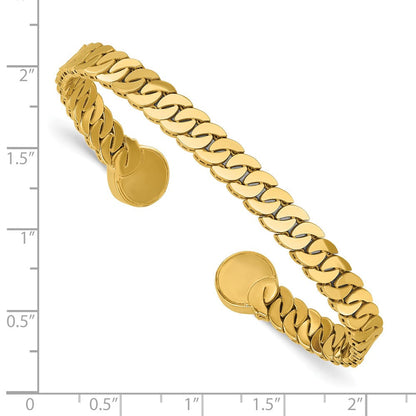 14K Gelbgold Poliert S Glieder Manschette Armreif