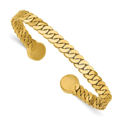 14K Gelbgold Poliert S Glieder Manschette Armreif