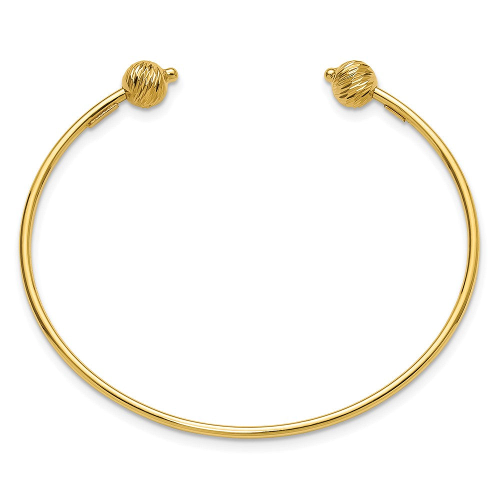 14K Gelbgold Poliert mit Diamantiert Perlen Manschette Armreif