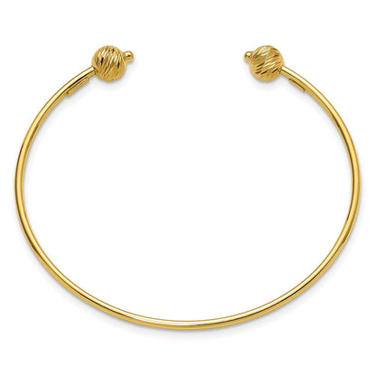 14K Gelbgold Poliert mit Diamantiert Perlen Manschette Armreif