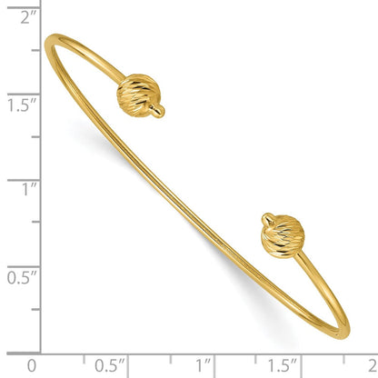 14K Gelbgold Poliert mit Diamantiert Perlen Manschette Armreif