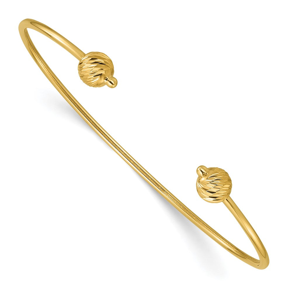 14K Gelbgold Poliert mit Diamantiert Perlen Manschette Armreif