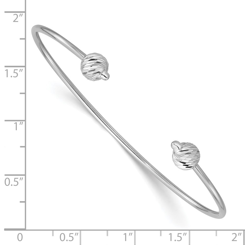 14K Weißgold Poliert mit Diamantiert Perlen Manschette Armreif