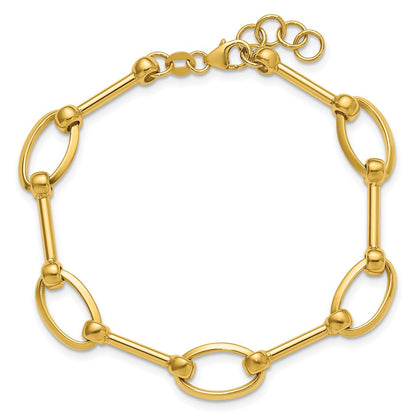 14K Gelbgold Poliert Stab und Oval Glieder Mit.5 Zoll Verlängerung. Armband