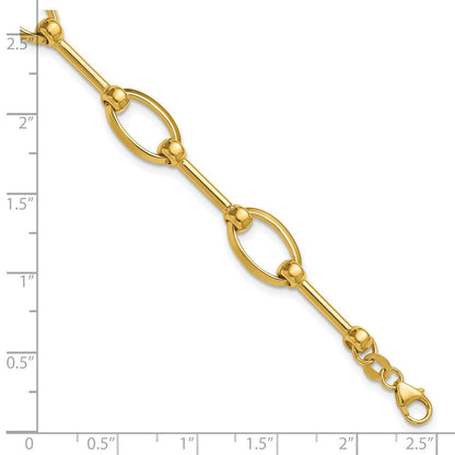 14K Gelbgold Poliert Stab und Oval Glieder Mit.5 Zoll Verlängerung. Armband