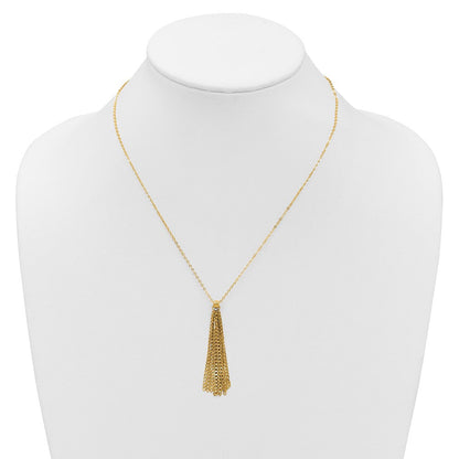 14K Gelbgold Poliert Fantasie Panzer Glieder Tassel mit 2 Zoll Verlängerung. Halskette