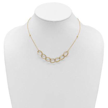 14K Bicolor Pol/texture/dia Schliff Oval mit 1 Zoll Verlängerung. Halskette
