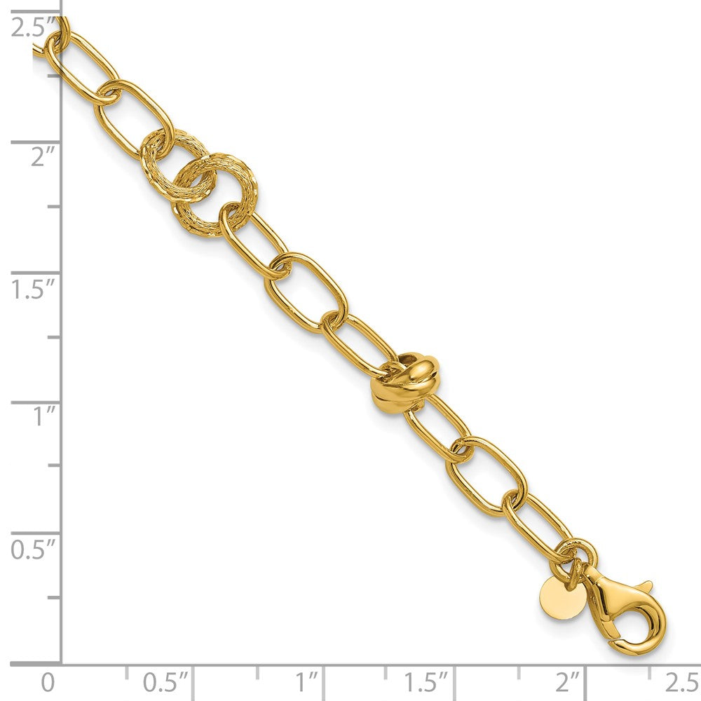 14K Gelbgold Poliert/texture/dia Schliff Fantasie Mit.75 Zoll Verlängerung. Armband