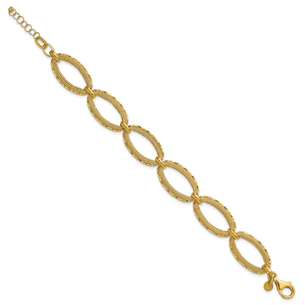 14K Gelbgold Poliert/texture/dia Schliff Ovals 1 Zoll Verlängerung. Armband