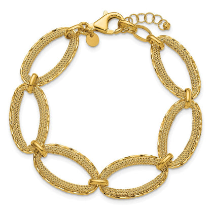 14K Gelbgold Poliert/texture/dia Schliff Ovals 1 Zoll Verlängerung. Armband