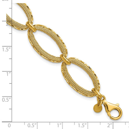 14K Gelbgold Poliert/texture/dia Schliff Ovals 1 Zoll Verlängerung. Armband