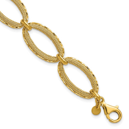 14K Gelbgold Poliert/texture/dia Schliff Ovals 1 Zoll Verlängerung. Armband