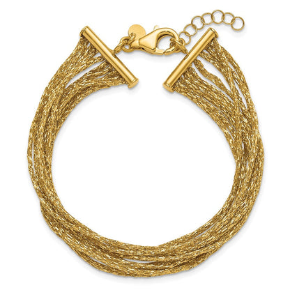 14K Gelbgold Strukturiert Fantasie Netz Multi Strang Mit.75 Zoll Verlängerung. Armband