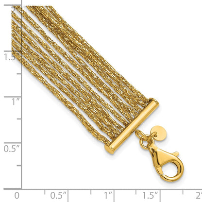 14K Gelbgold Strukturiert Fantasie Netz Multi Strang Mit.75 Zoll Verlängerung. Armband