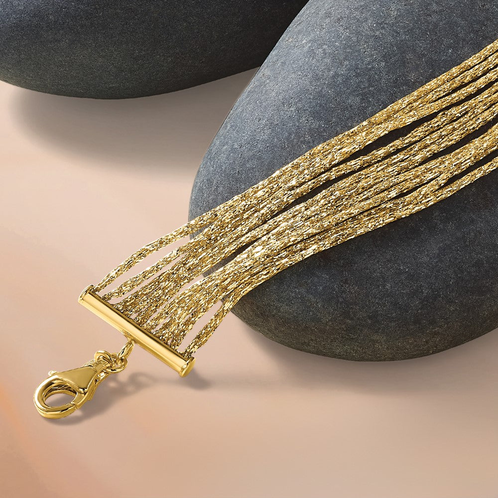 14K Gelbgold Strukturiert Fantasie Netz Multi Strang Mit.75 Zoll Verlängerung. Armband
