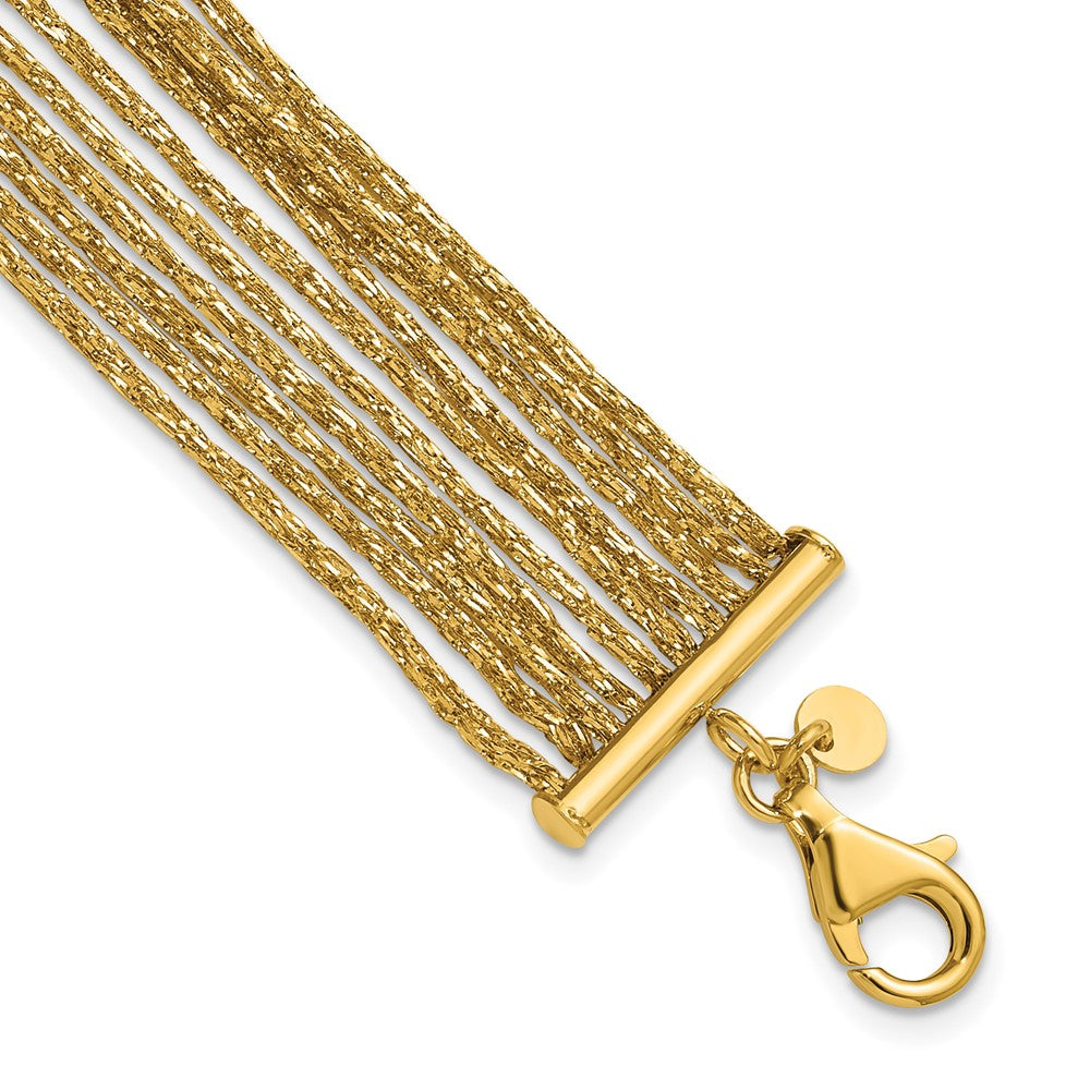 14K Gelbgold Strukturiert Fantasie Netz Multi Strang Mit.75 Zoll Verlängerung. Armband