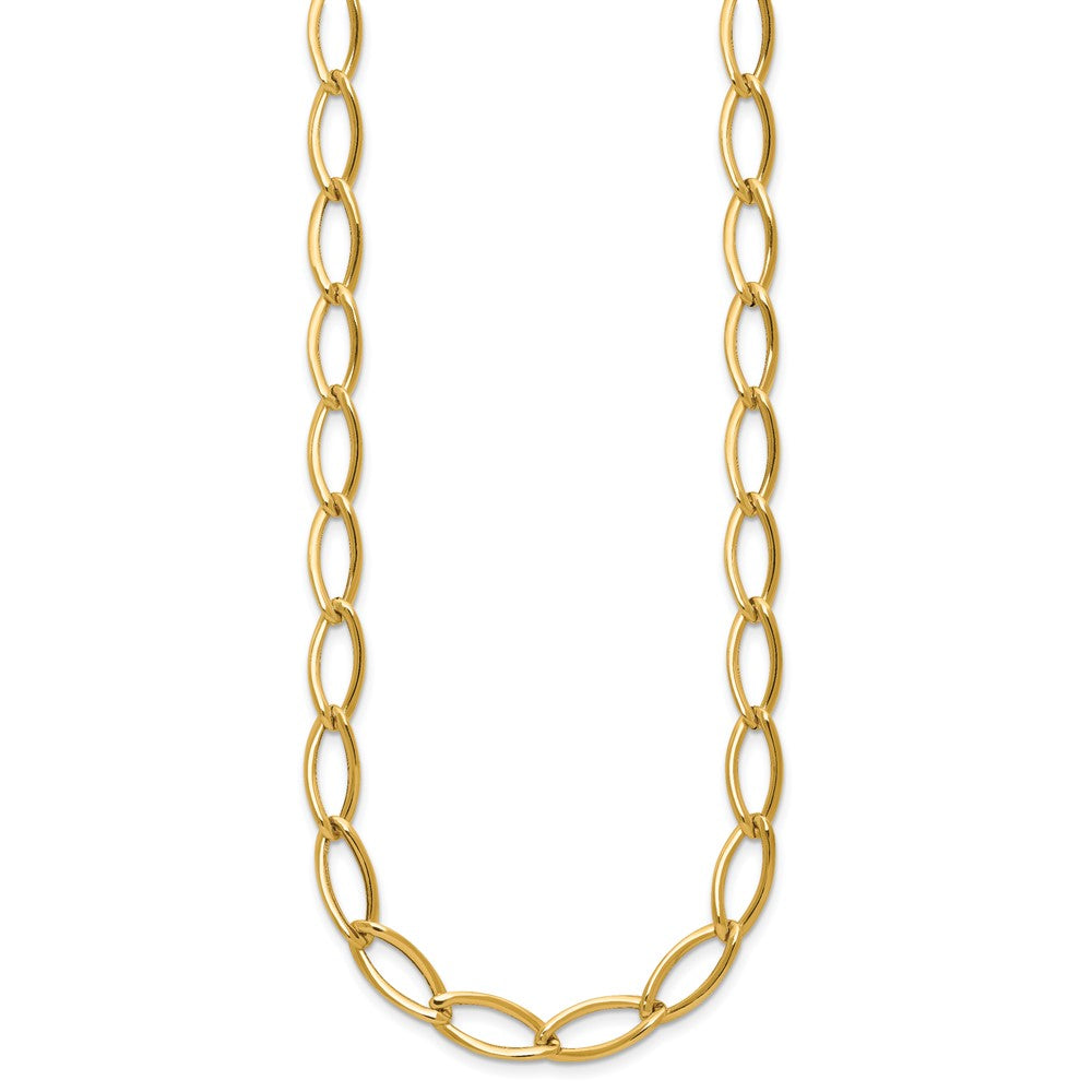 14K Gelbgold Poliert Fantasie Oval Glieder Halskette