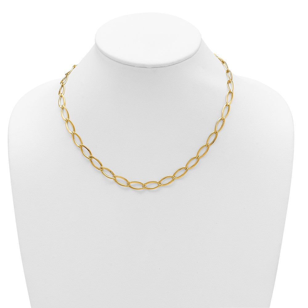 14K Gelbgold Poliert Fantasie Oval Glieder Halskette