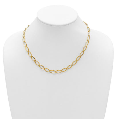 14K Gelbgold Poliert Fantasie Oval Glieder Halskette
