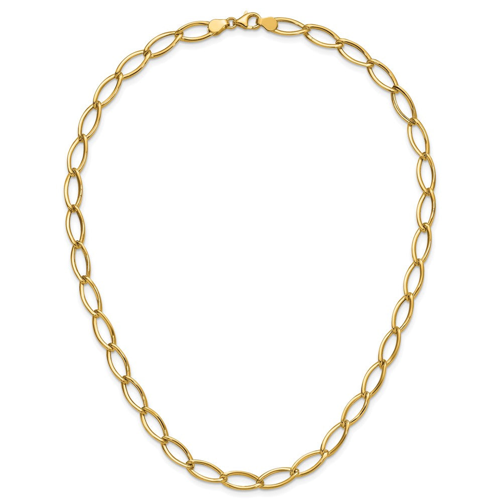 14K Gelbgold Poliert Fantasie Oval Glieder Halskette