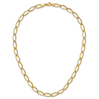 14K Gelbgold Poliert Fantasie Oval Glieder Halskette