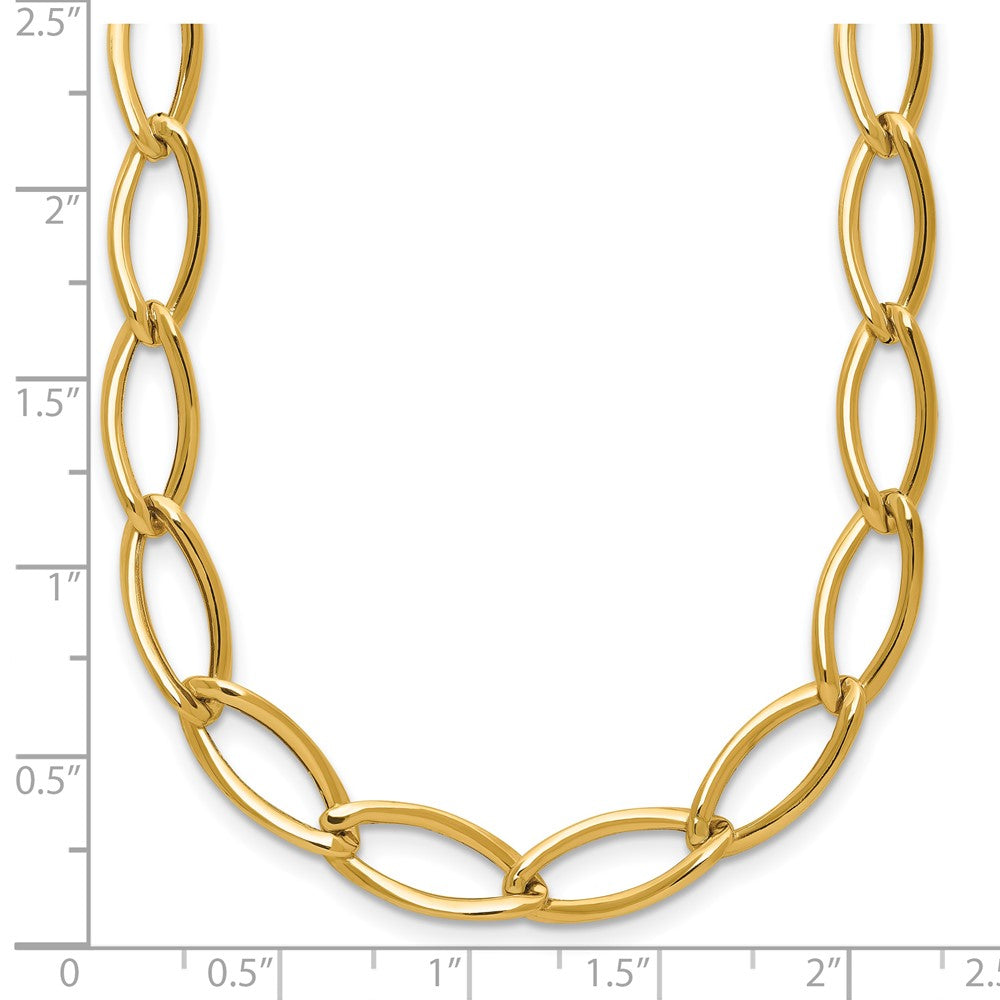 14K Gelbgold Poliert Fantasie Oval Glieder Halskette