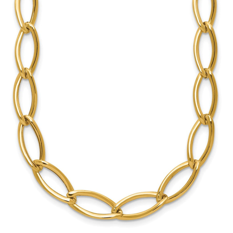 14K Gelbgold Poliert Fantasie Oval Glieder Halskette