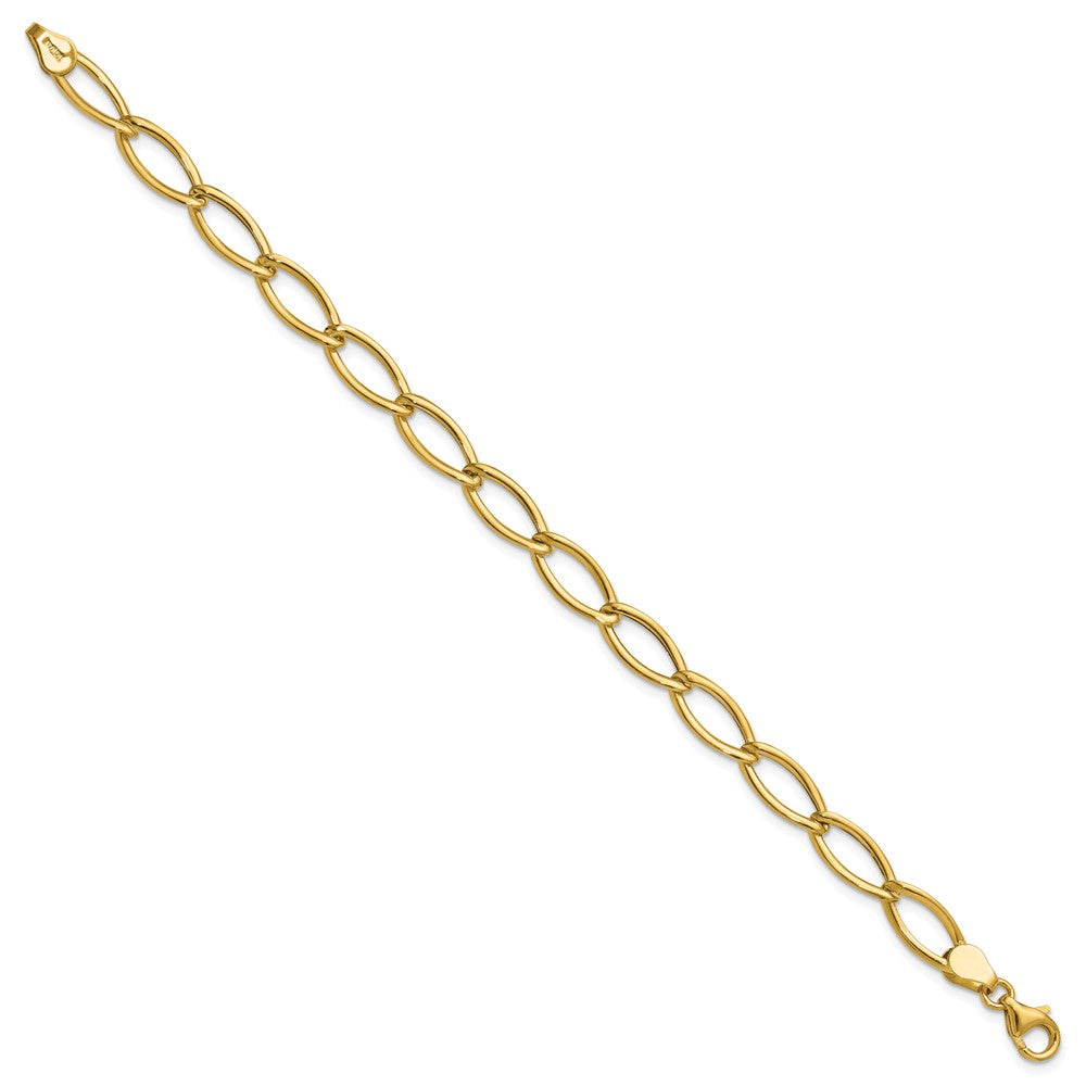 14K Gelbgold Poliert Fantasie Oval Glieder Armband