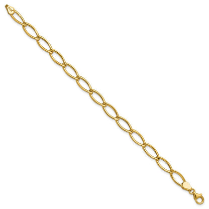 14K Gelbgold Poliert Fantasie Oval Glieder Armband