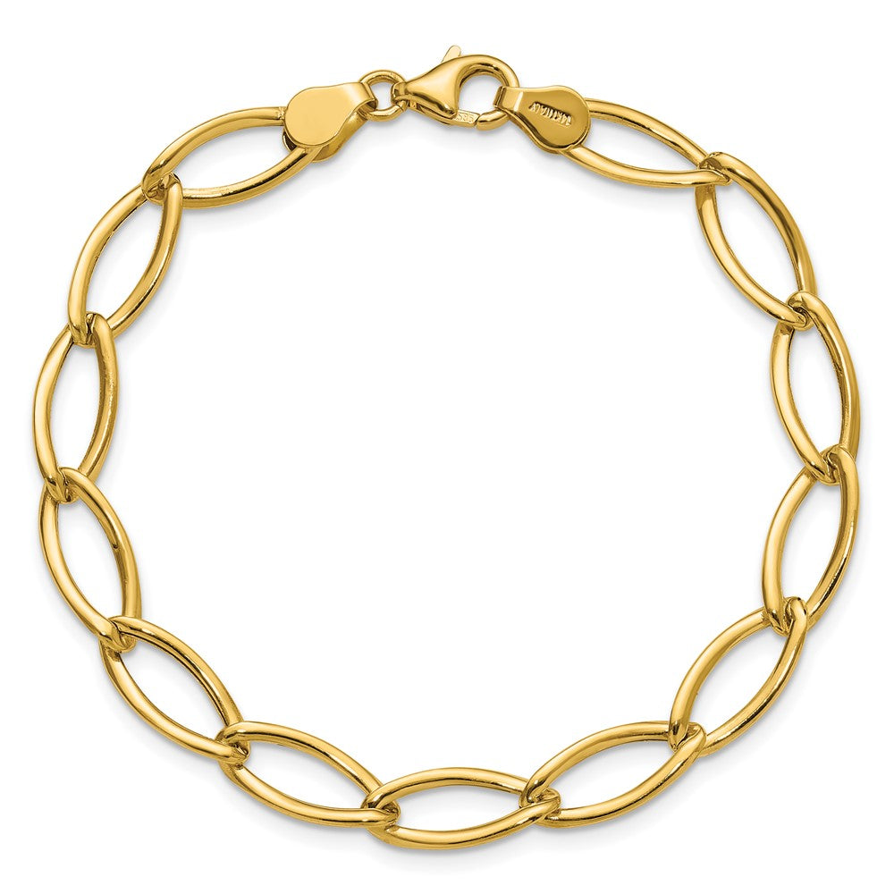 14K Gelbgold Poliert Fantasie Oval Glieder Armband