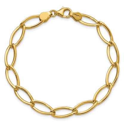 14K Gelbgold Poliert Fantasie Oval Glieder Armband