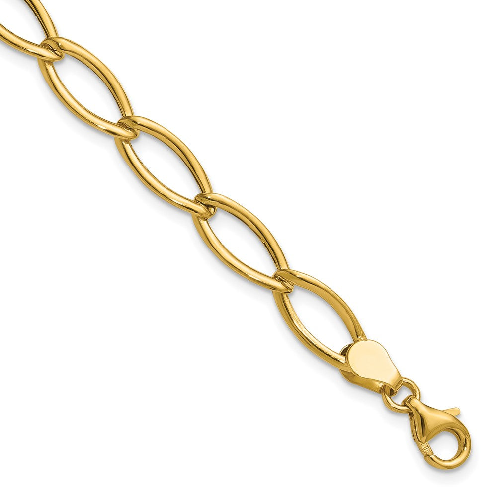 14K Gelbgold Poliert Fantasie Oval Glieder Armband